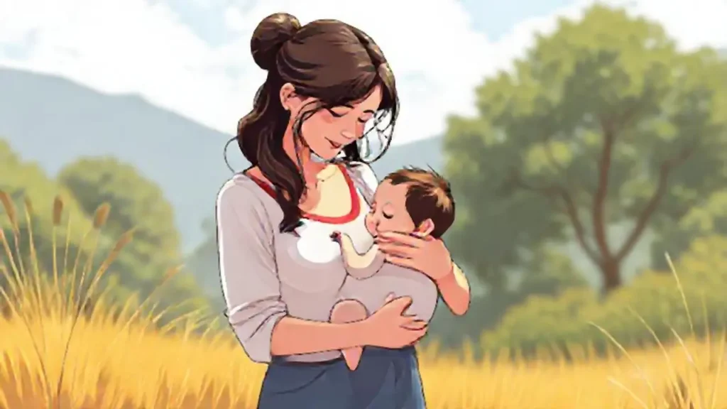 Mujer con bebé al aire libre