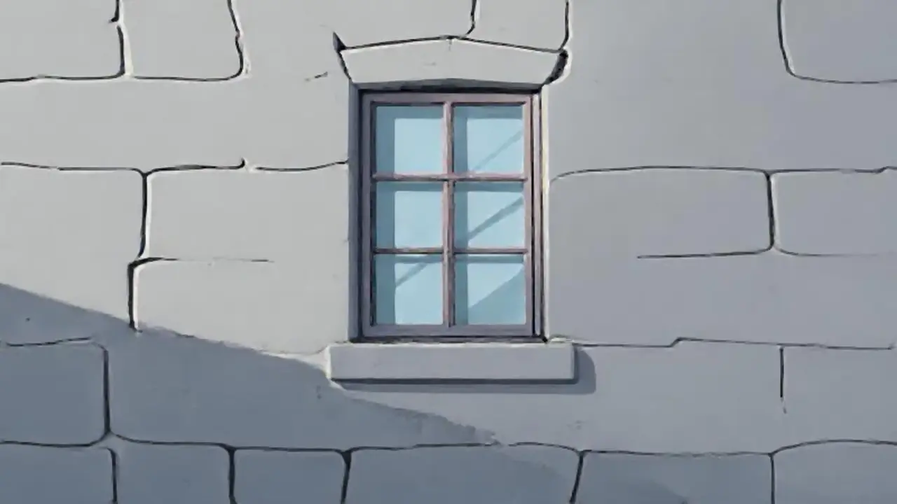 Edificio gris, ventana sombreada