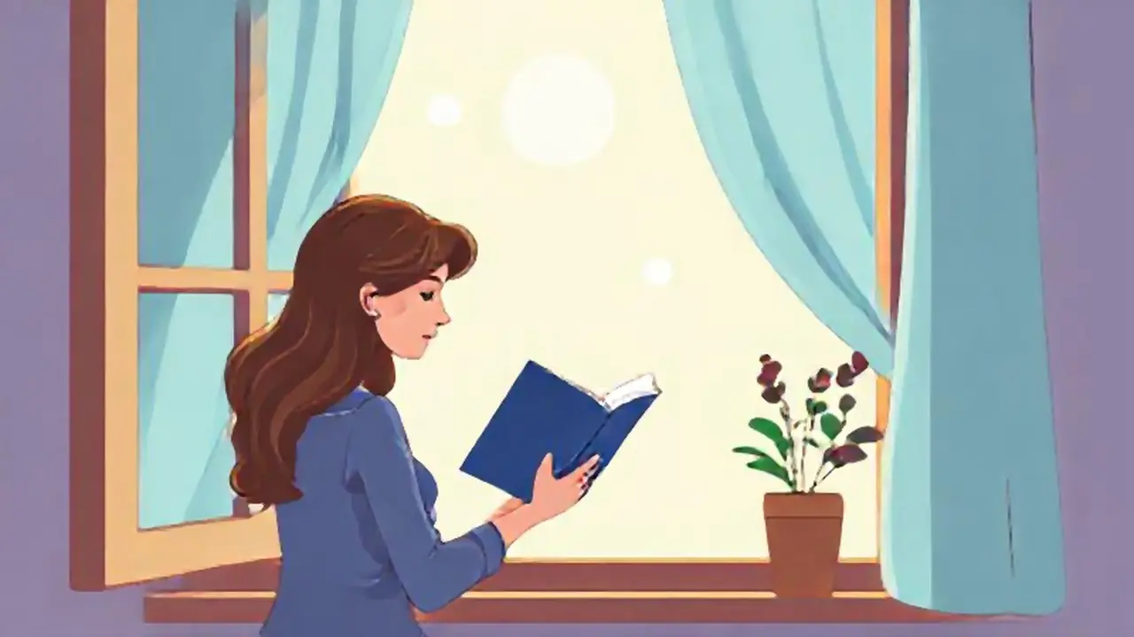 Mujer leyendo cerca de una ventana