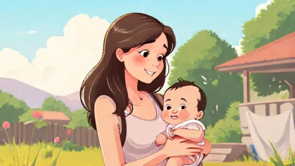 Mujer con bebé al aire libre