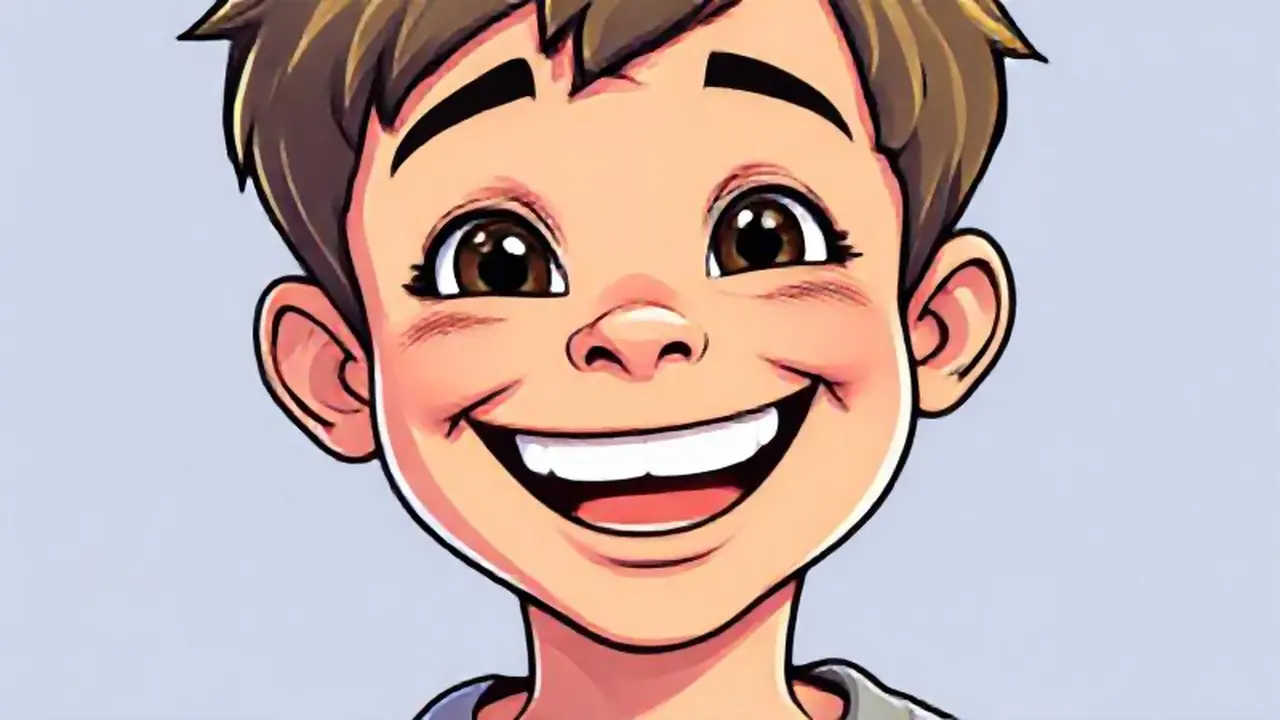 Niño sonriente con dientes brillantes
