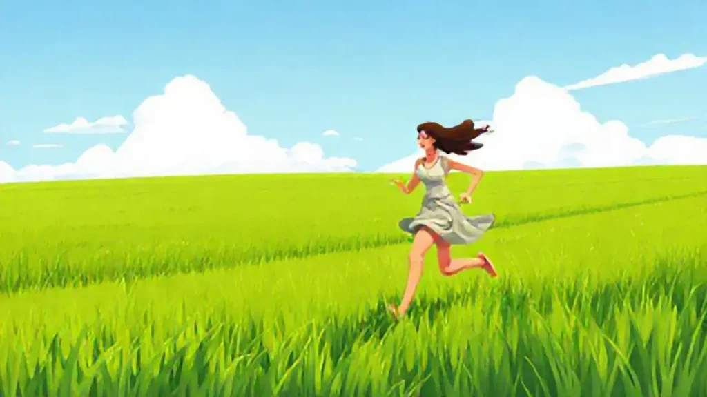 Mujer corre por el campo