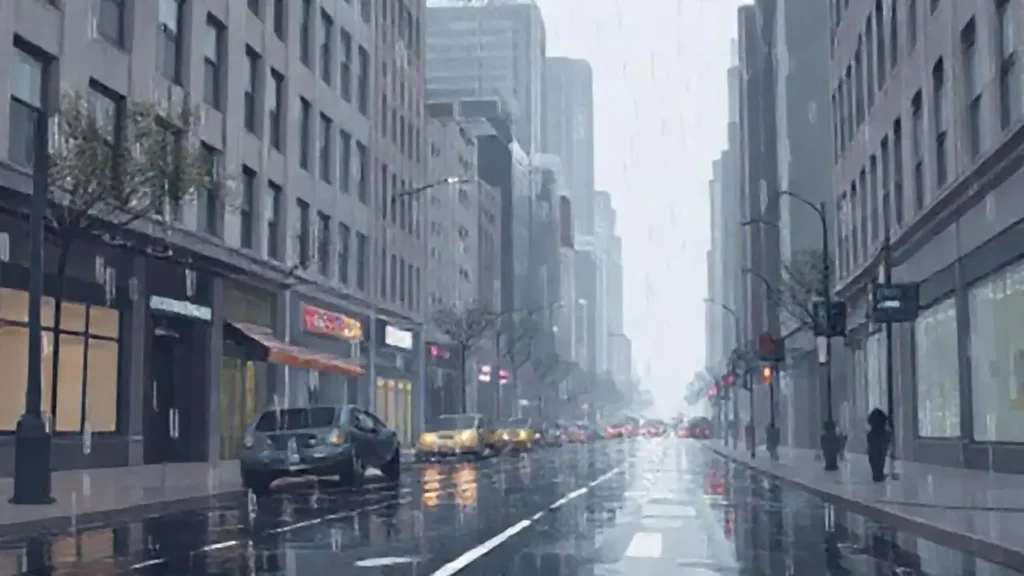 Lluvia en la calle gris