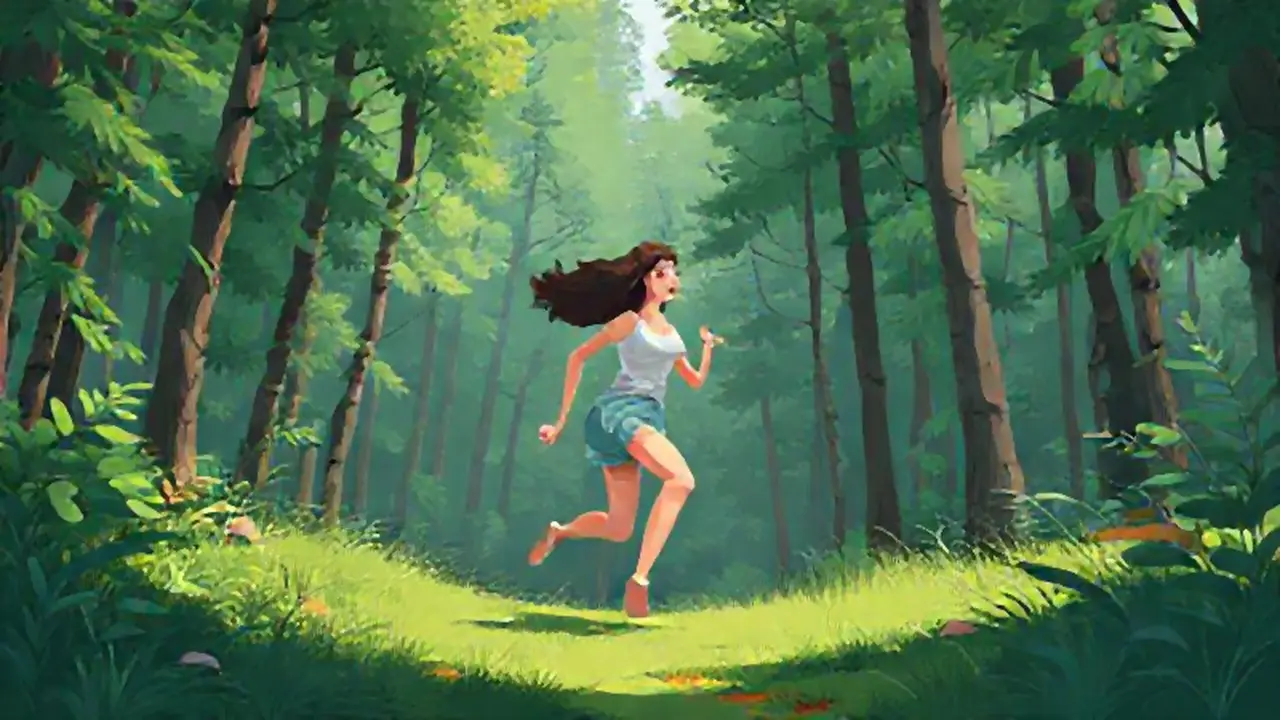 Mujer corriendo en el bosque