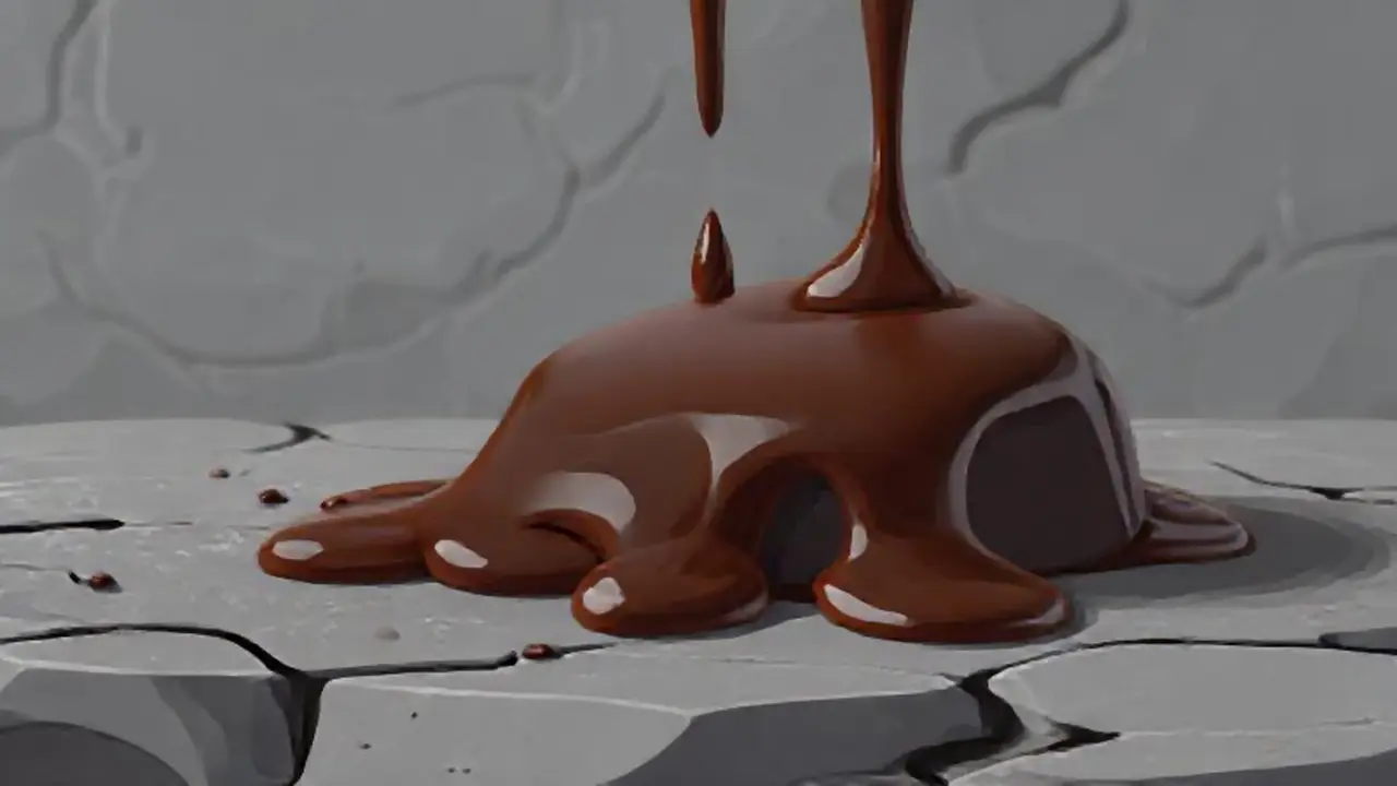 Chocolate oscuro derritiéndose sobre piedra gris