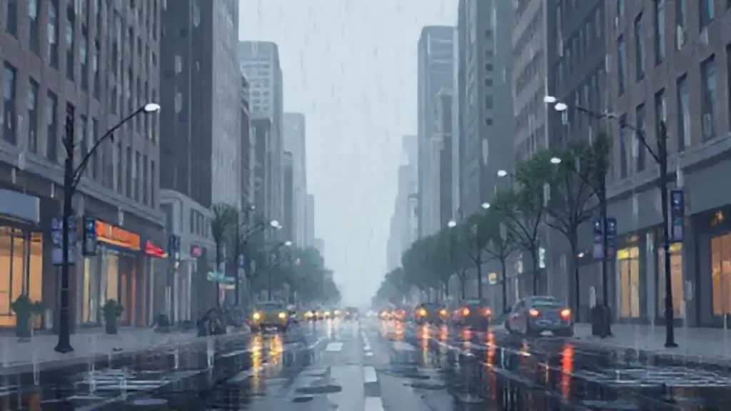 Lluvia gris sobre las calles