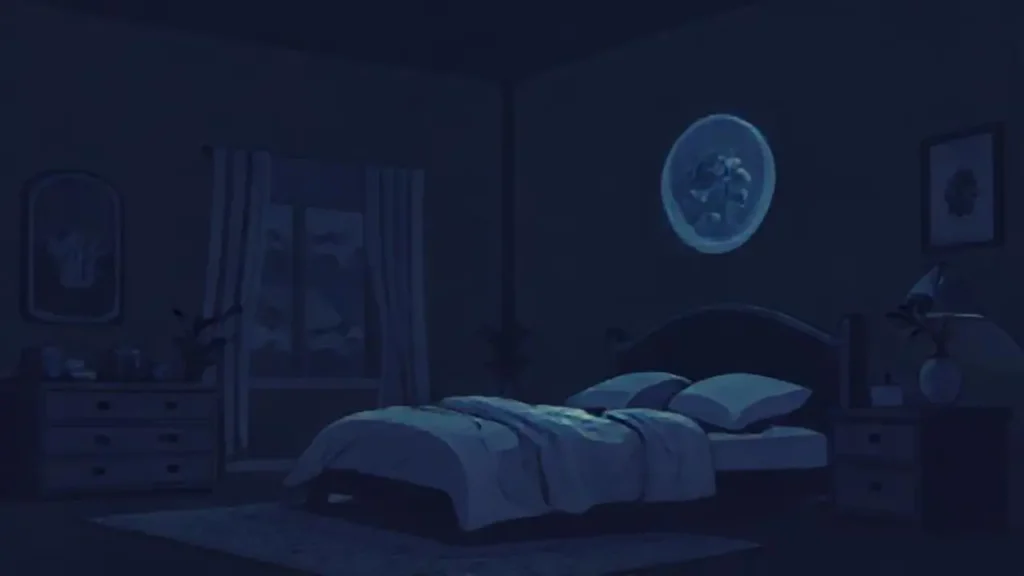 Habitación oscura con la luz de la luna