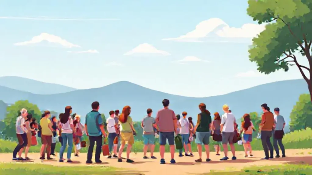 Personas reunidas al aire libre