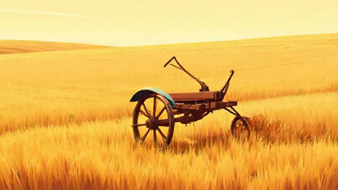 Una vieja arada en un campo dorado