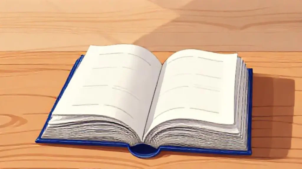 Libro abierto sobre una mesa de madera