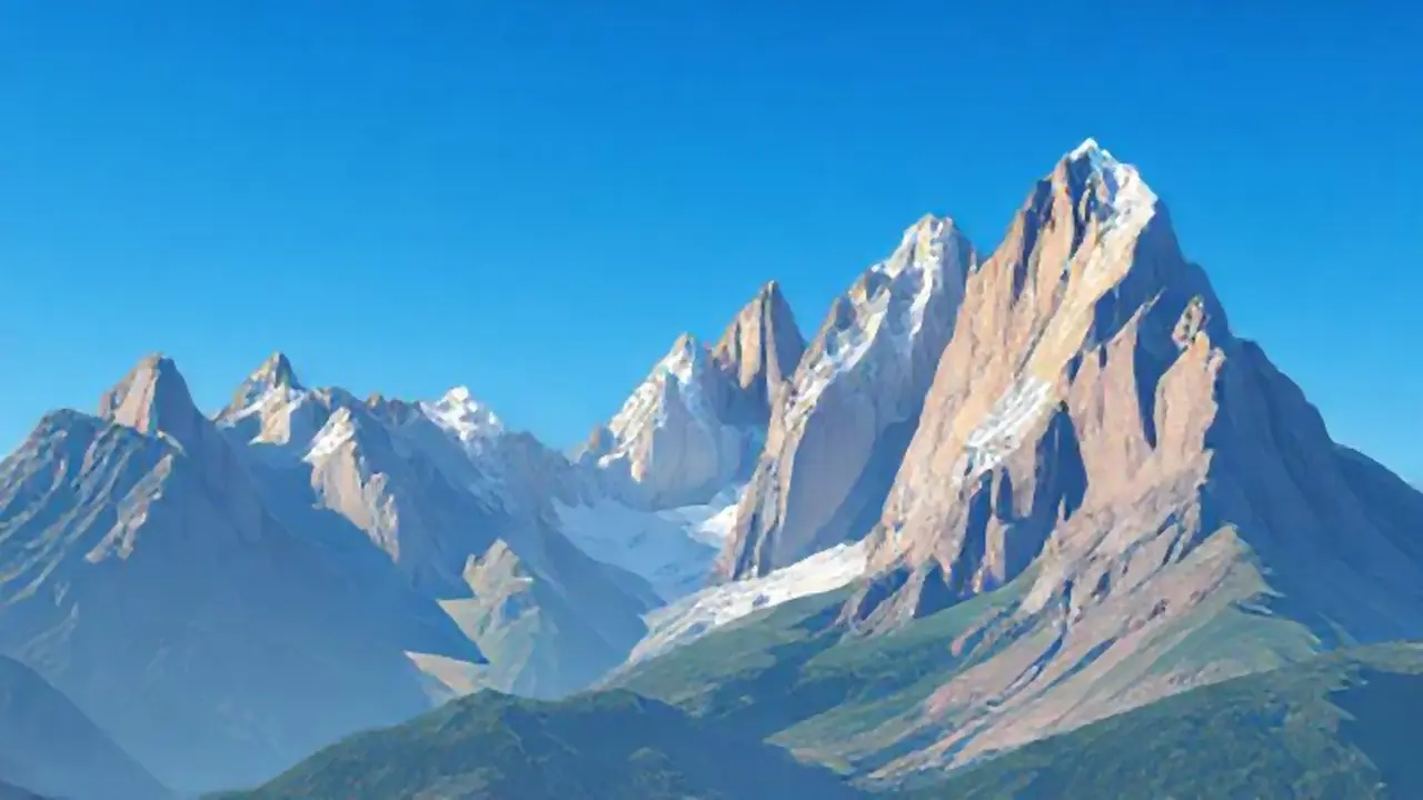 Montañas altas bajo el cielo azul