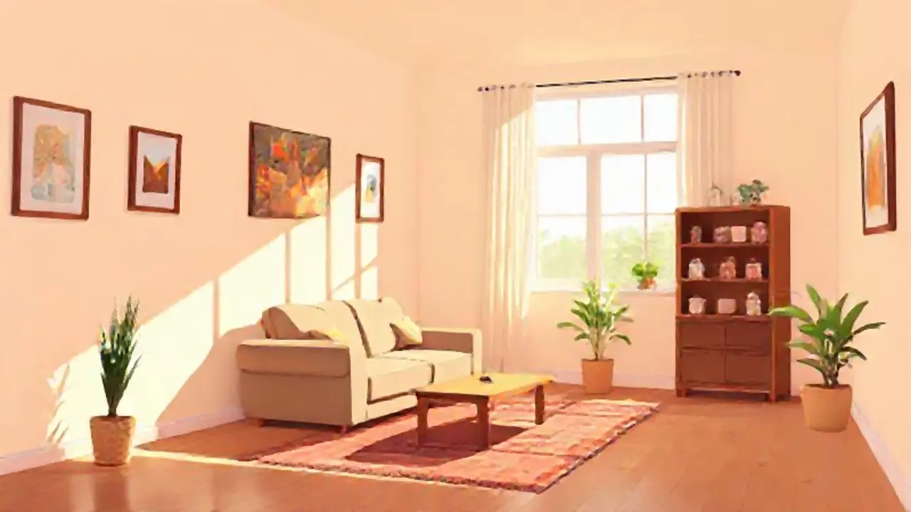 Habitación soleada y sencilla