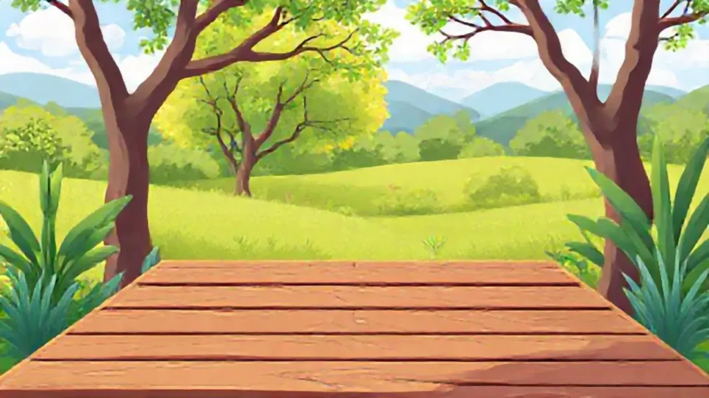 Mesa de madera vacía al aire libre