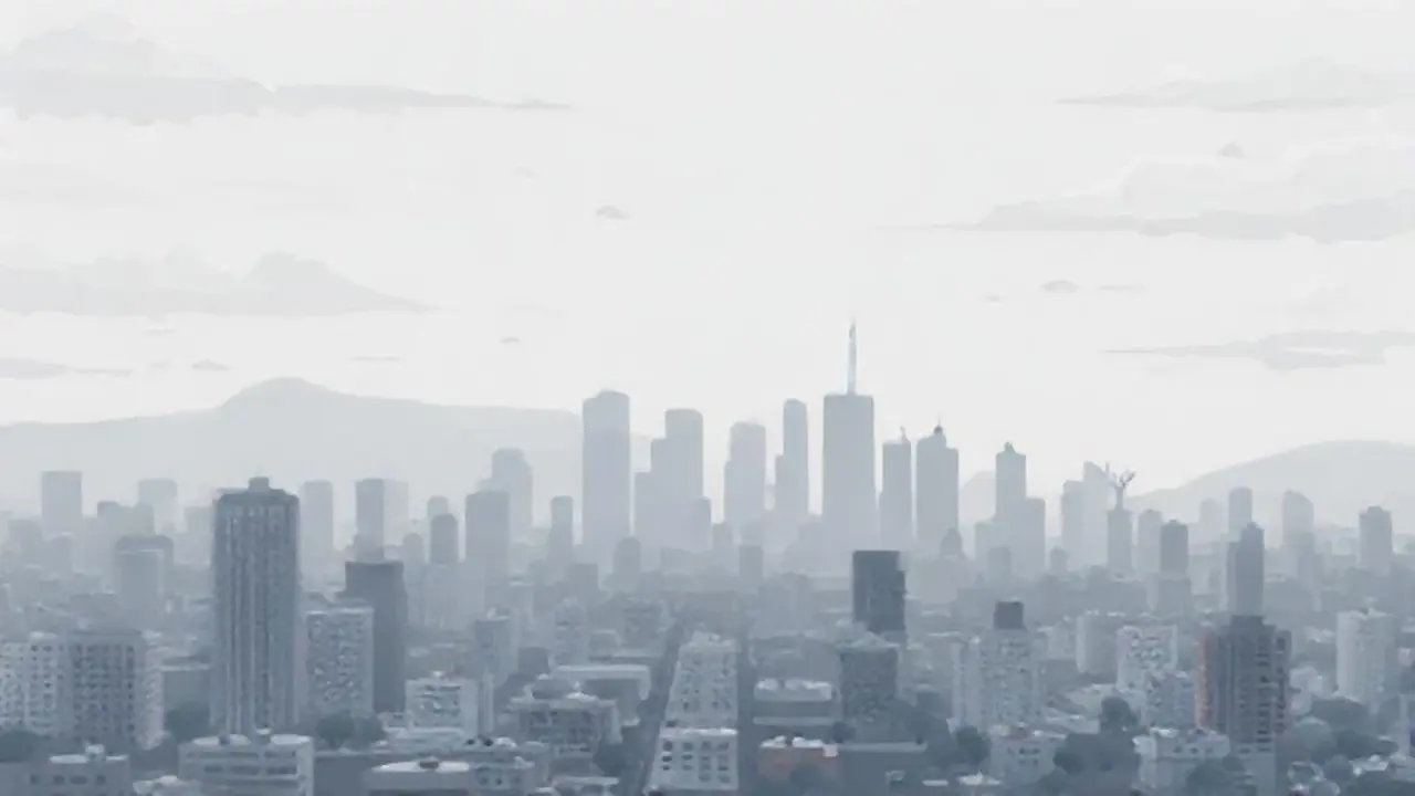 Cielo gris sobre una ciudad vacía