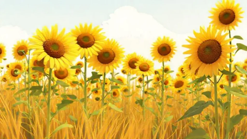 Campo de girasoles dorados altos