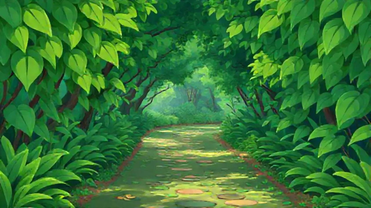 Sendero verde en el jardín