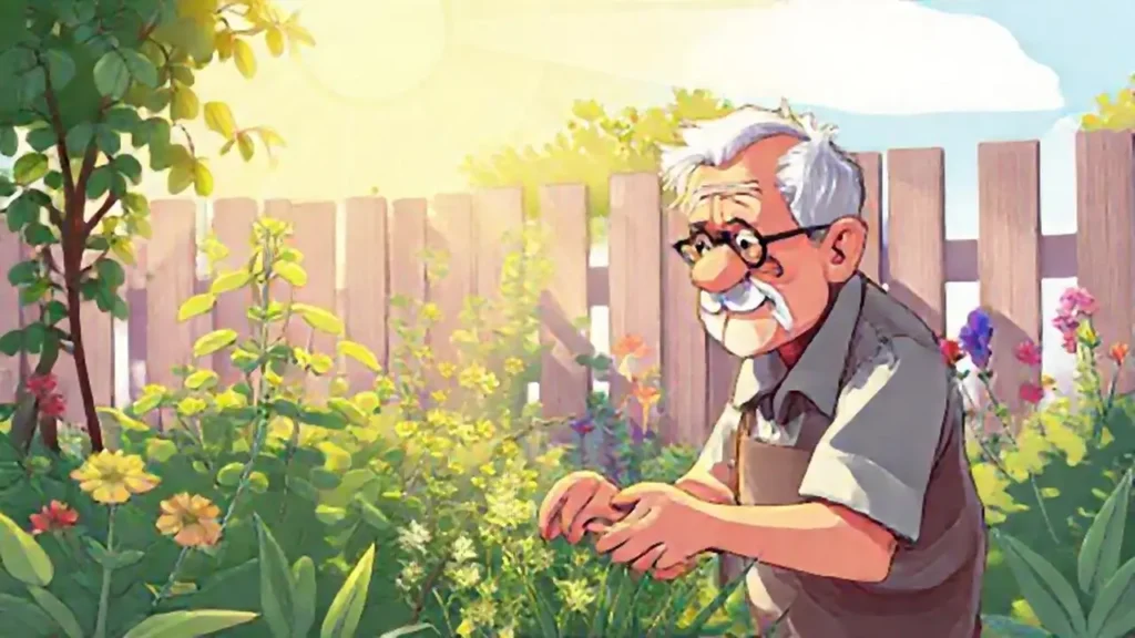 Un anciano cultiva en el sol