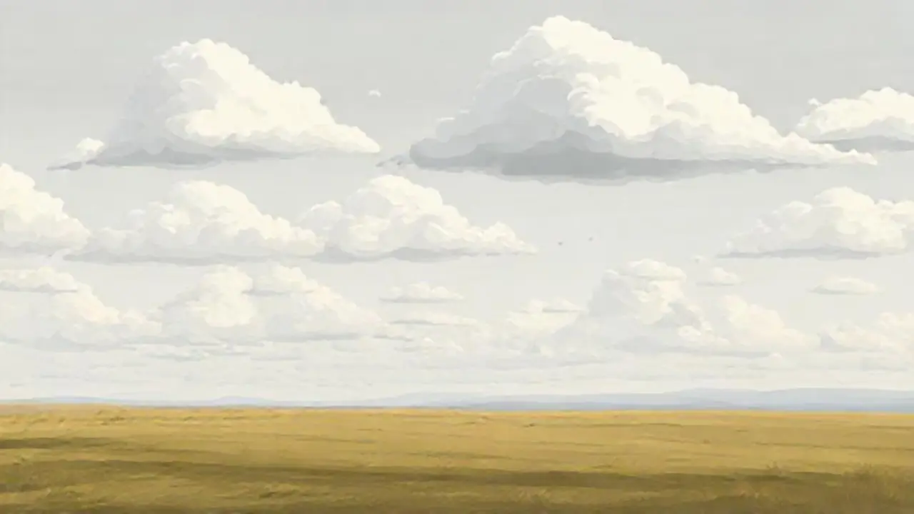 Nubes grises sobre un campo vacío
