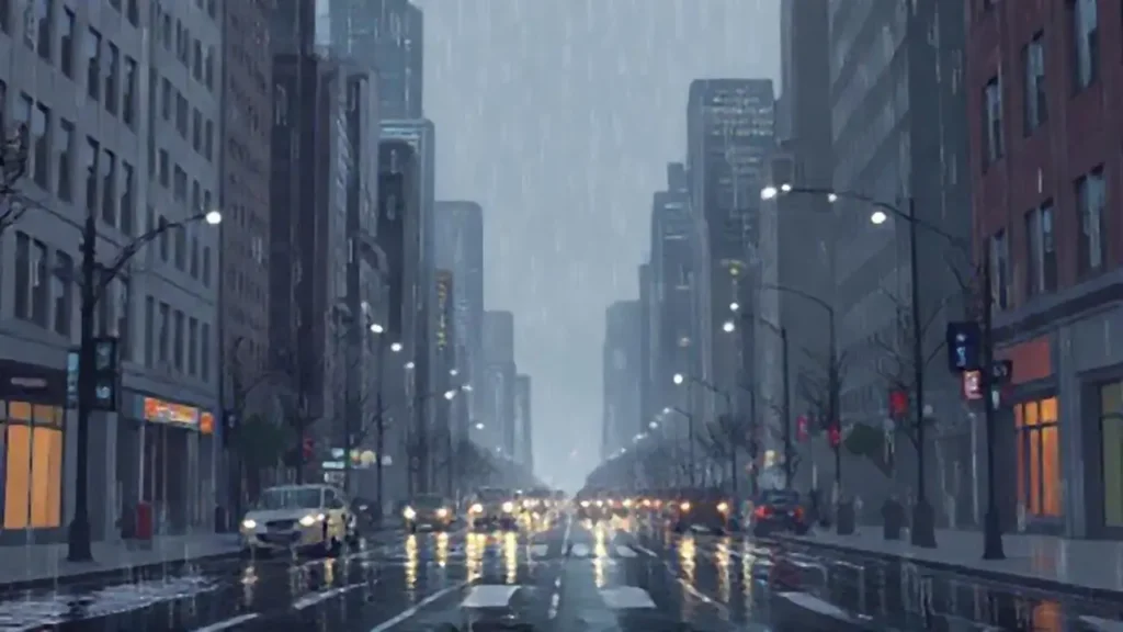 Lluvia gris sobre la ciudad