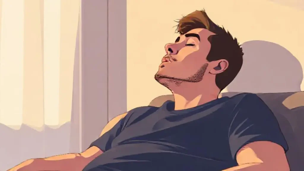 Hombre respira en un ambiente suave