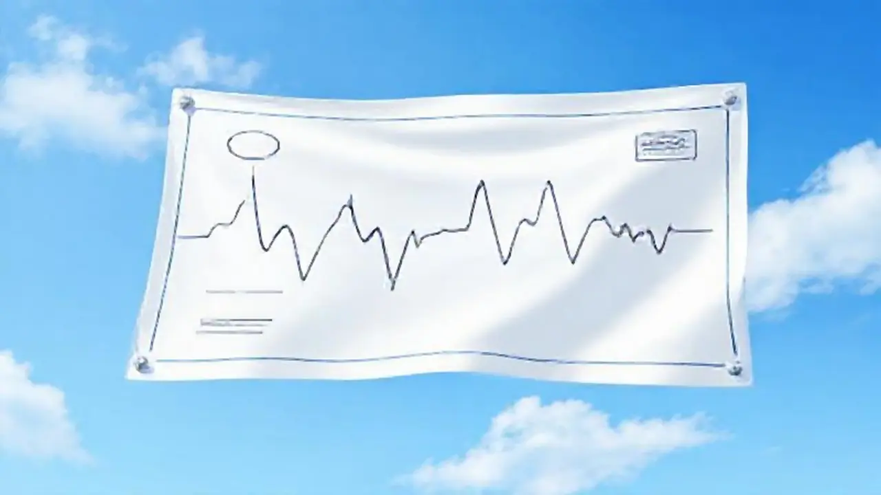 Un gráfico blanco flota en el cielo azul