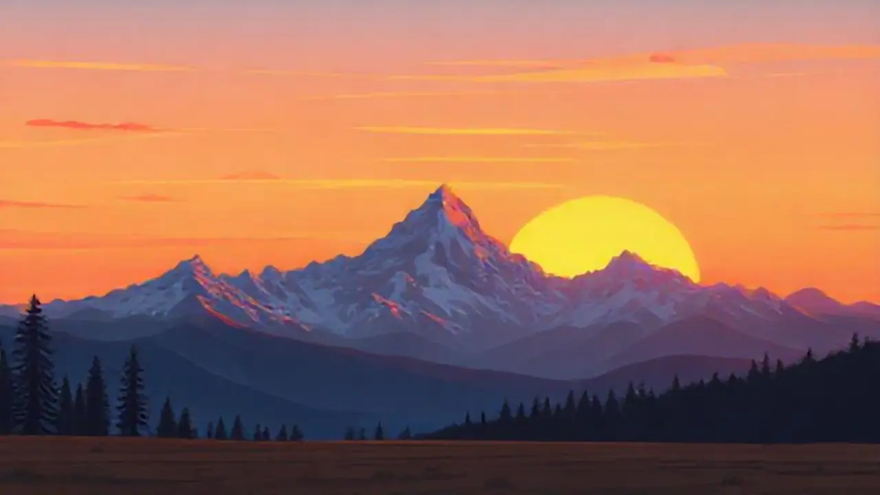 Atardecer en montañas altas