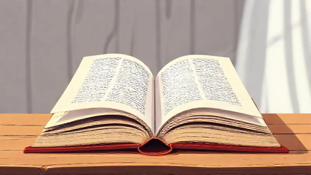 Libro abierto sobre una mesa de madera