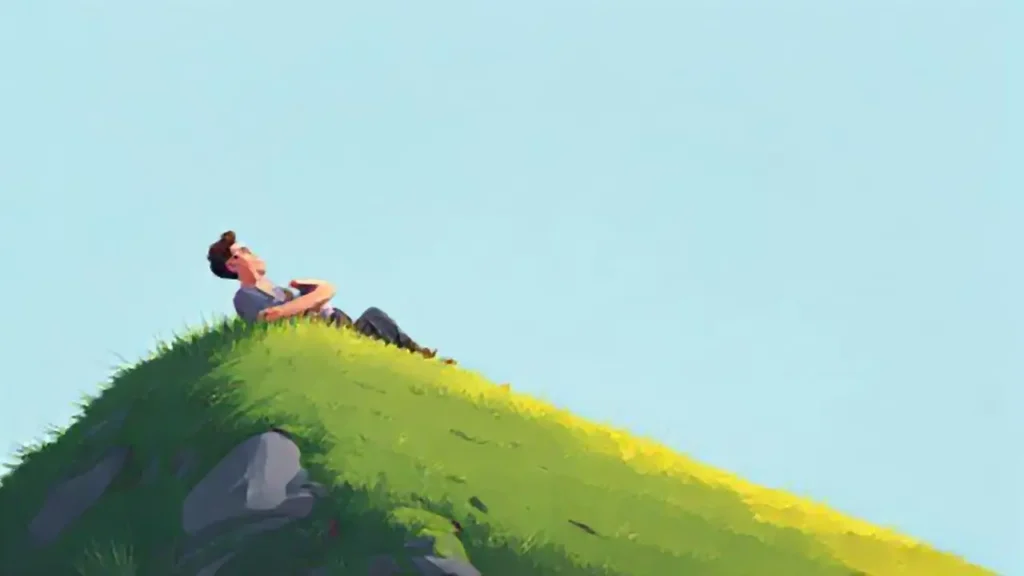 Hombre descansa en la hierba