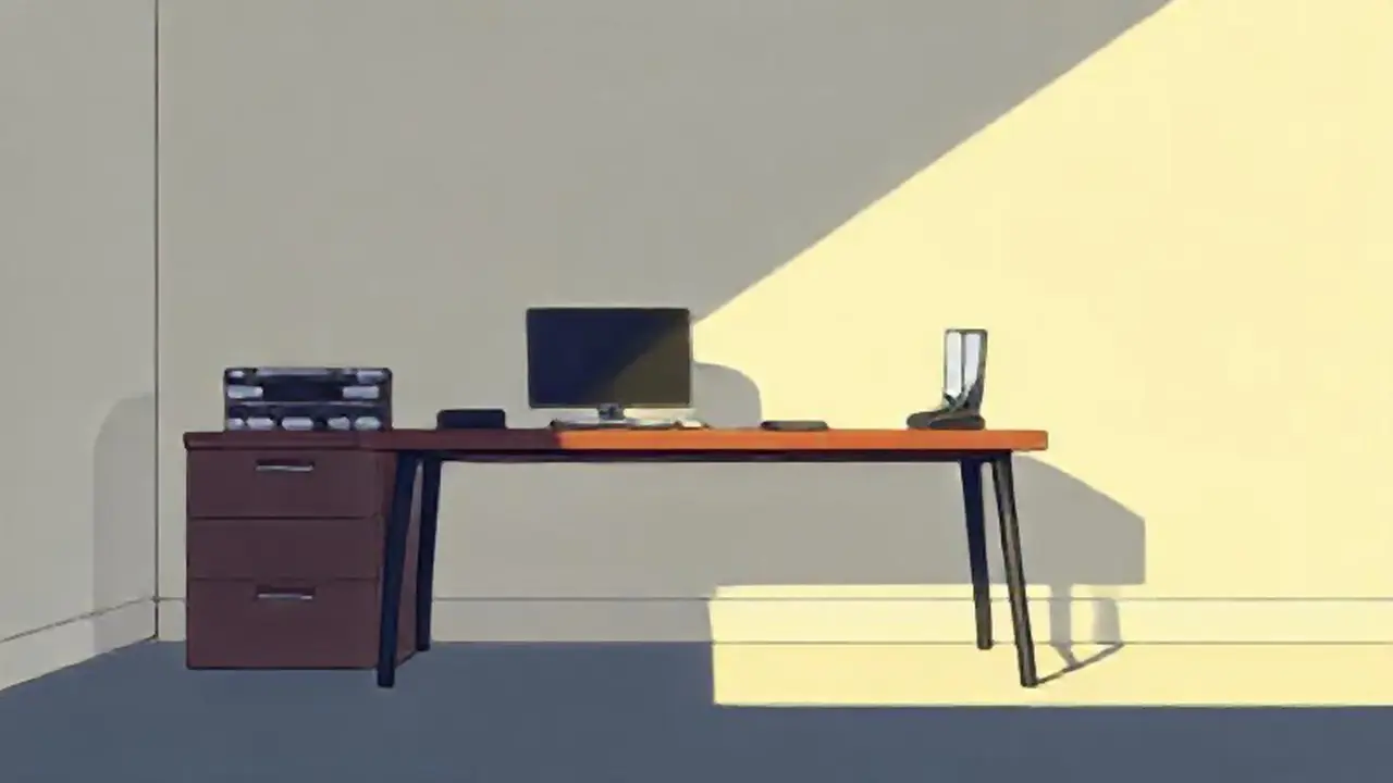 Escritorio vacío y sombrío