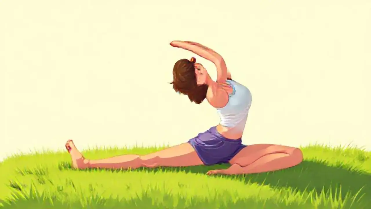 Mujer estirándose en el campo
