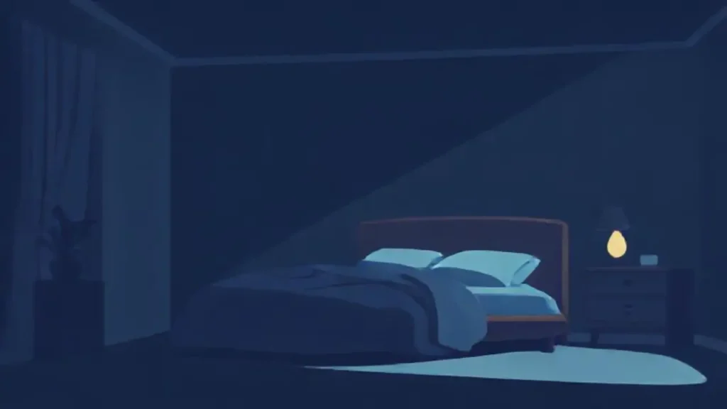 Habitación oscura con un suave resplandor