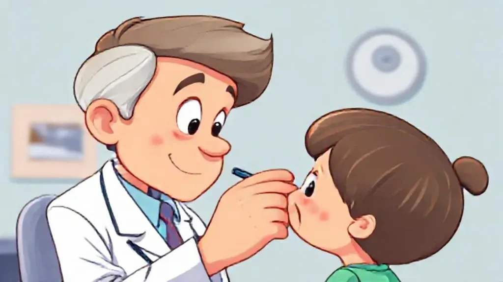 El médico examina el oído del niño
