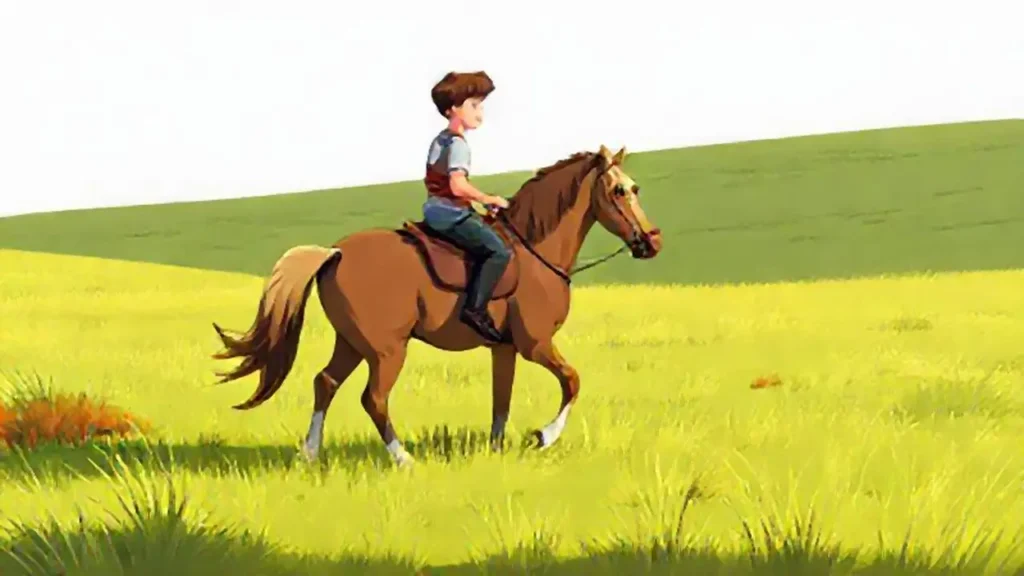 Caballo en campo verde