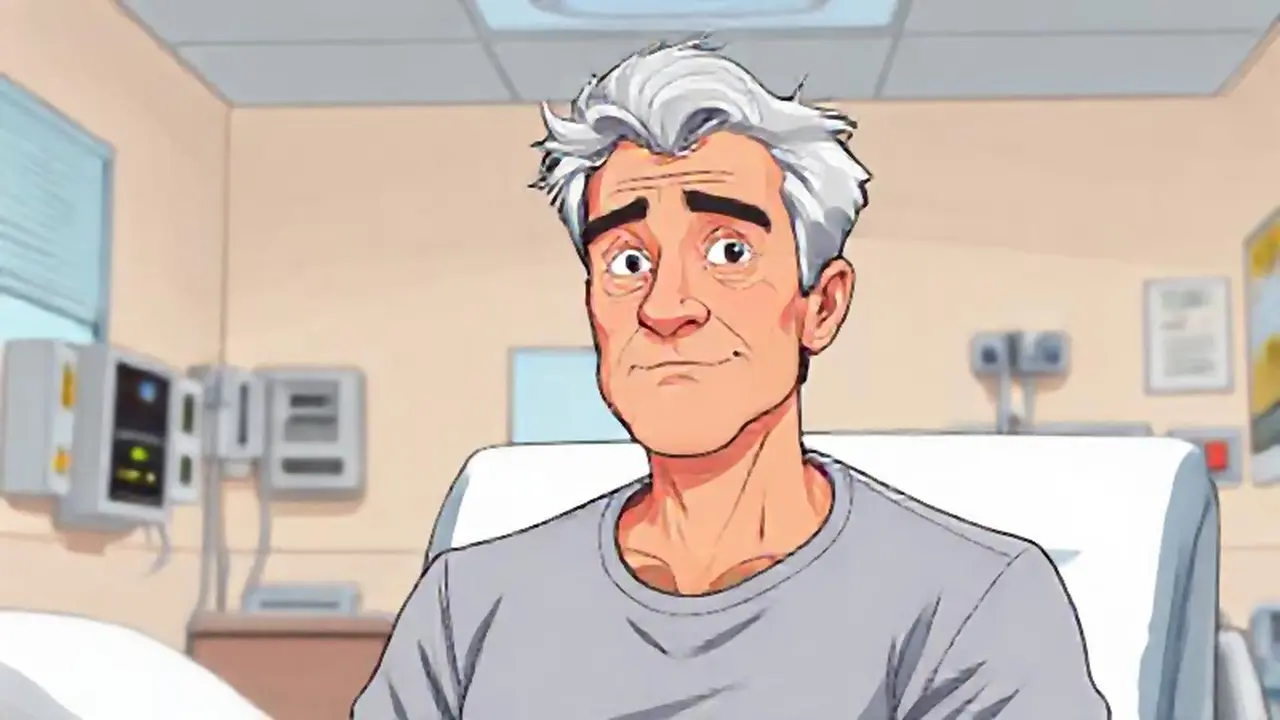 Hombre canoso en hospital