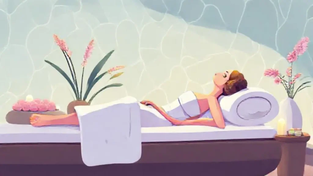 Mujer descansando en spa