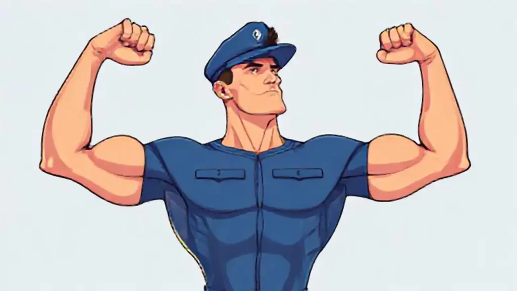 El hombre azul se estira