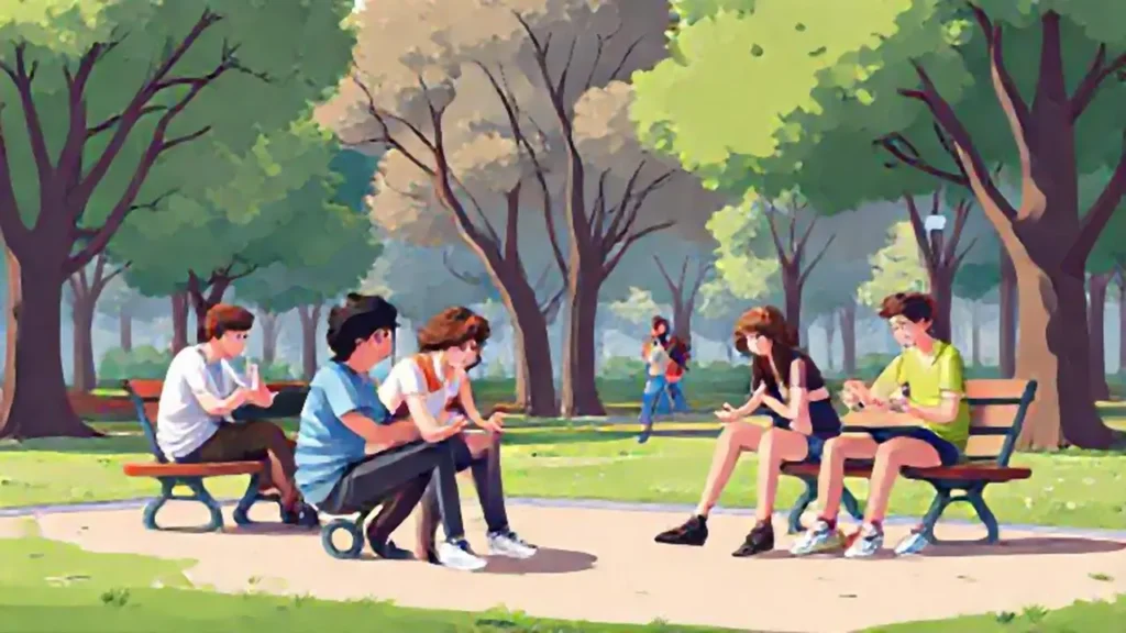 Jóvenes juegan en el parque