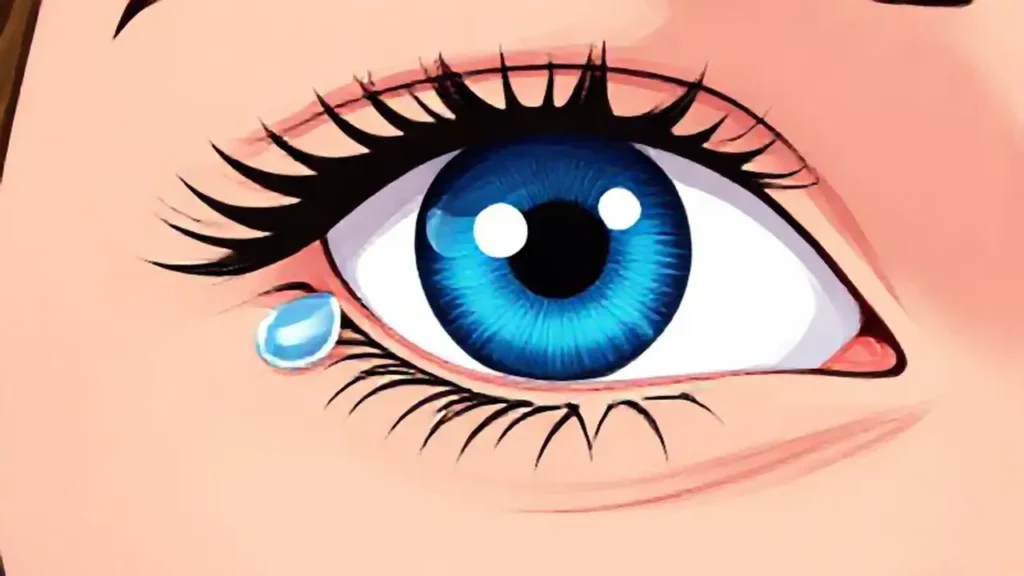Una mano con gotas azules