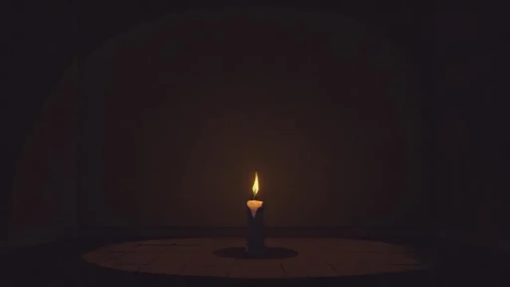 Oscuridad con una vela parpadeante