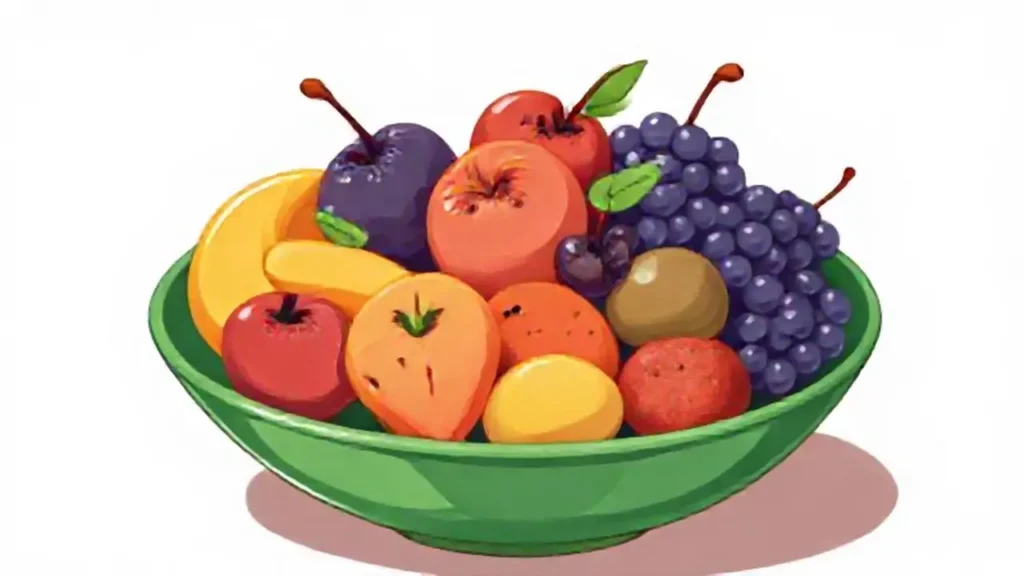 Un tazón verde con fruta