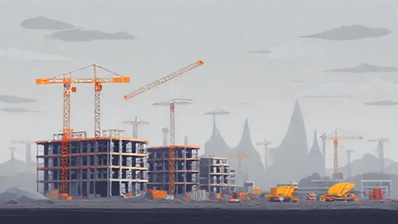 La obra bajo un cielo gris