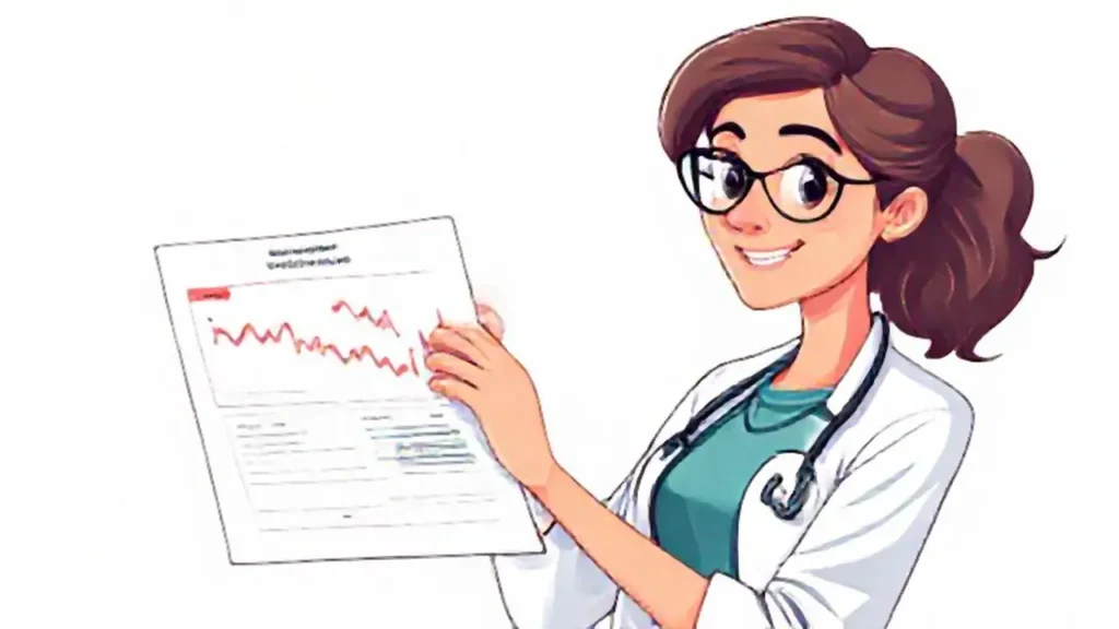 Mujer con un diagrama médico