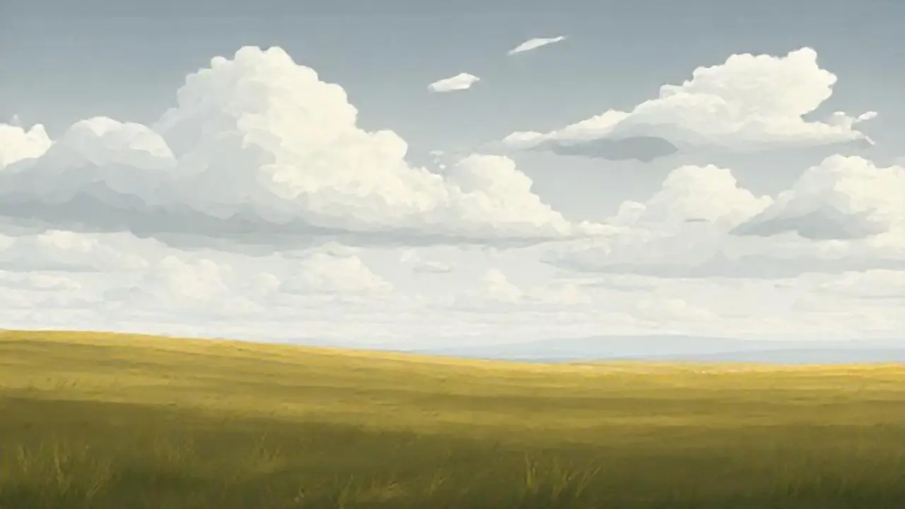 Nubes grises sobre un campo tranquilo