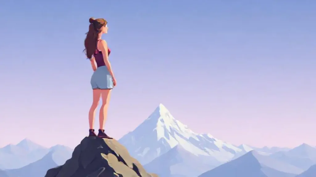 Mujer en la cima de una montaña