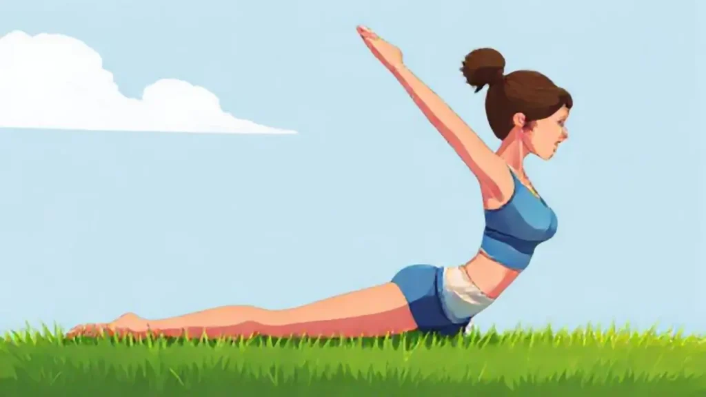 Mujer estirándose en el campo