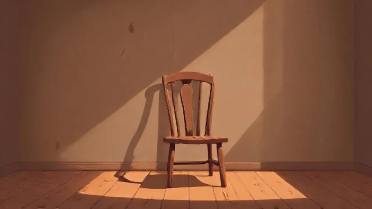 Silla de madera vieja en una habitación oscura
