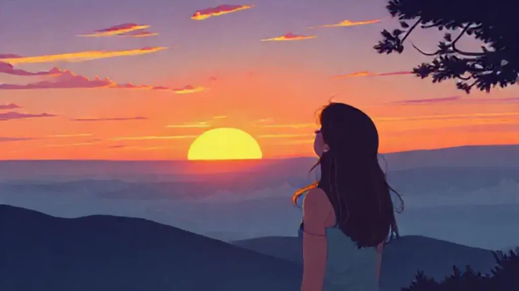 Mujer observa el amanecer