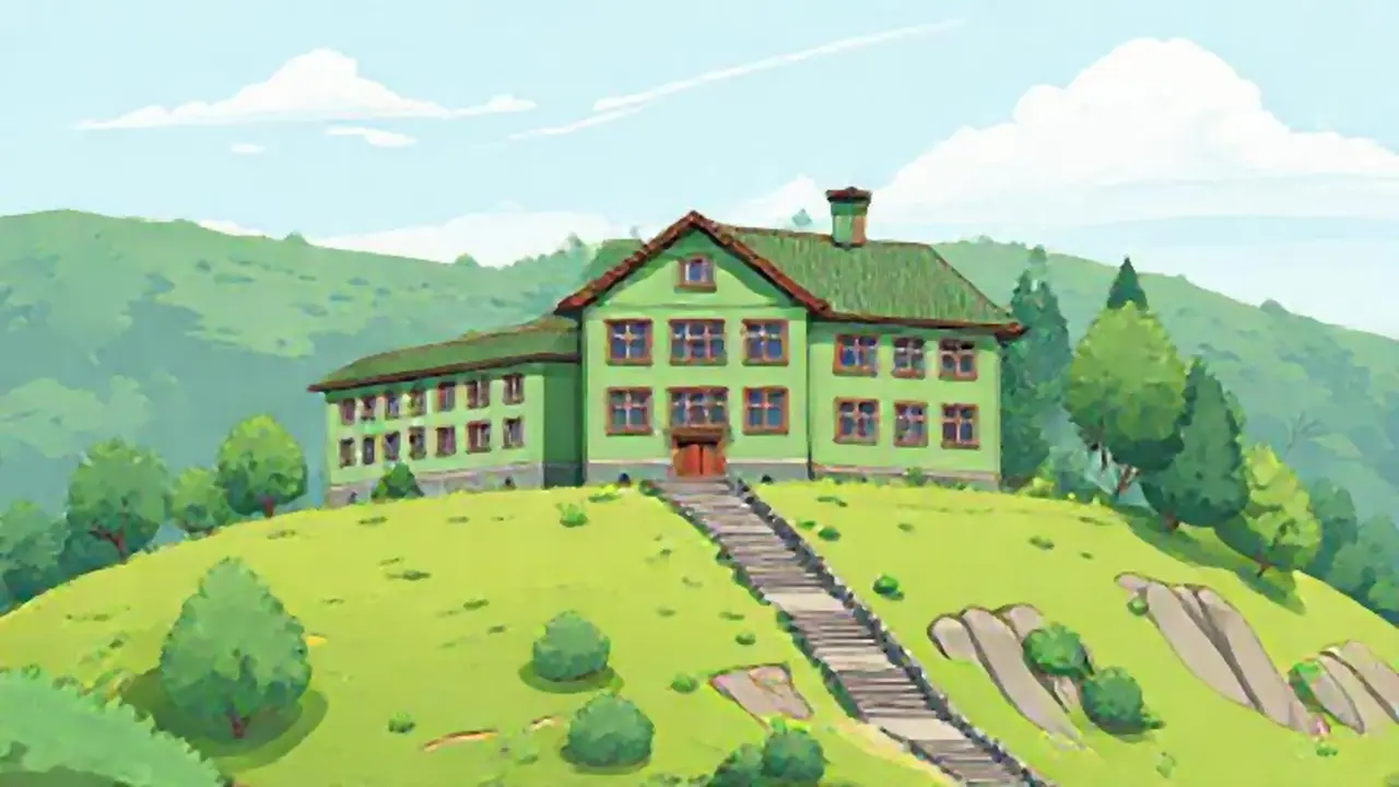 Escuela verde en la ladera